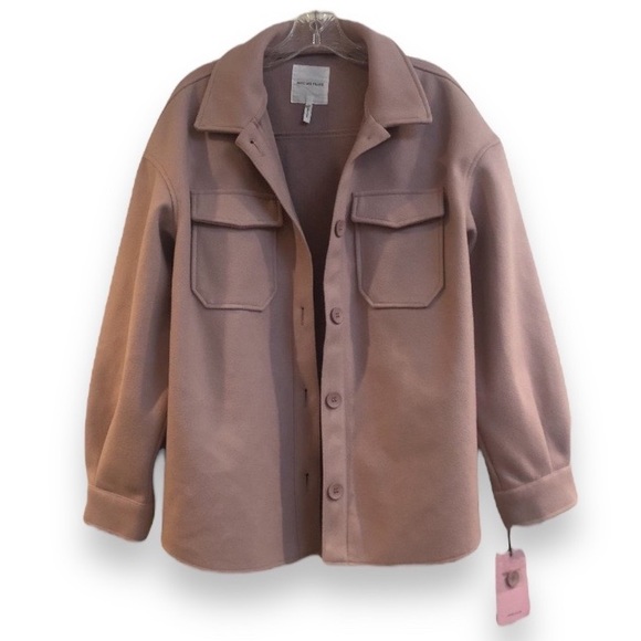 Avec Les Filles Jackets & Blazers - NEW Avec Les Filles Pink Preppy Button Down Shacket Shirt Jacket Large NWT
